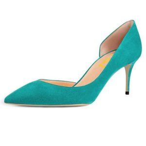 FSJ Basic Slip on D'Orsay Pumps Heels Pointed Toe